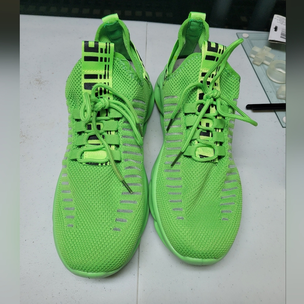 Men Running Sports Shoes in neon green.